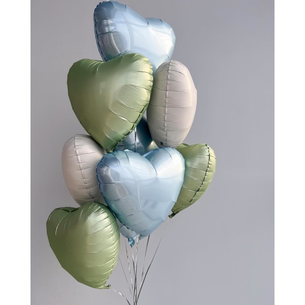 10 stk Olivengrøn Folie Hjerteformede Balloner 18 Tommer Retro Grønne Hjerteballoner