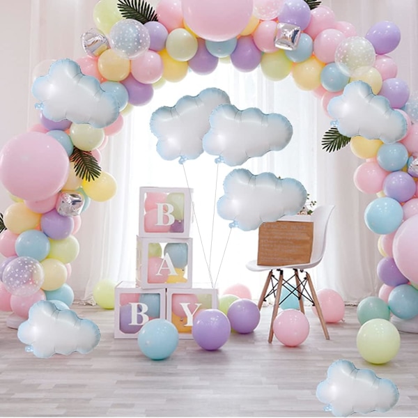 12 stk hvite skyfolierballonger til babyshower, gutter, jenter, bursdag, bryllup, temafest, dekorasjon, festutstyr