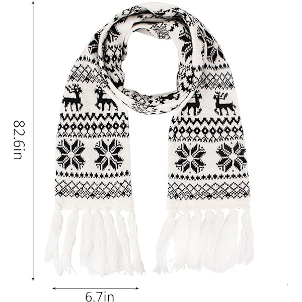 Unisex Jul Ren Julsnöflinga Halsduk Höst Vinter Varm Stickad Lång Halsduk
