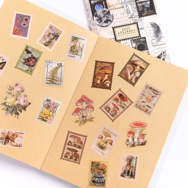 Leikekirjatarrasarjat. Vintage läpinäkyvät eläinpostimerkit Esteettiset aikuiset Scrapbooking Supplies Tarrat päiväkirjaan pinsetit 20 arkkia/180 kpl