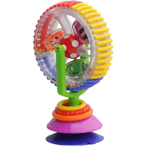 Baby pariserhjul - Baby roterende rangle med sugekop tidlig udvikling rangle legetøj pariserhjul form høj stol håndholdt legetøj