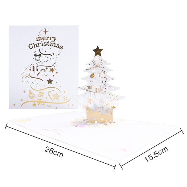 Krystalljule 3d-kort, håndlagde glade juletre pop-up gratulasjonskort for vinter, nyttår, julehøytid, julegavekort 6" X 5"