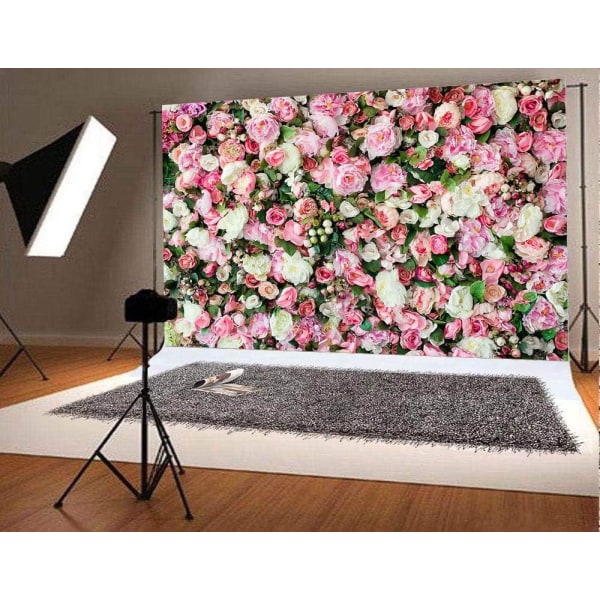 Art Studio 3D Blomster Foto Bakgrunn Rosa Rose Fotografi Bakteppe for Bilder Nyfødt Brude Dusj Bursdagsfest 6x4FT