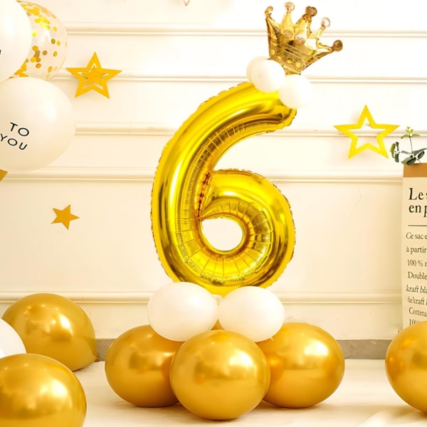 40 tuuman kultaiset heliummylar-folionumeroilmapallot, numero 6 ilmapallo syntymäpäiväkoristeisiin lapsille, vuosipäiväjuhlatarvikkeita