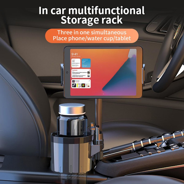 Puhelimen pidike autoon, 2-in-1 auton mukitelineen puhelinteline - 360° kierto matkapuhelimen pidike pitkällä varrella, sopii yleisesti useimpiin