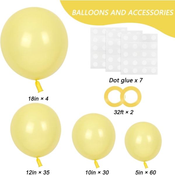 129 st pastellgula ballonger olika storlekar 18 12 10 5 tum ljusgula ballonger