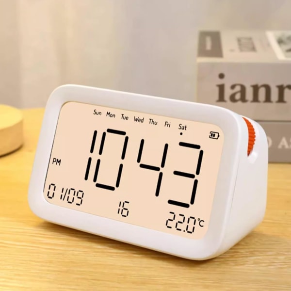 Vækkeure Høj Alarmur til Soveværelser med Nattelys, USB-oplader, Lille Sengebord Digitalt Ur med Display til Børn