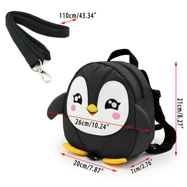 Toddler Walking Safety Backpack Little Kid Anti-lost Travel Bag Harness Reins Cute Cartoon Penguin Mini Backpacks with Safety Leash