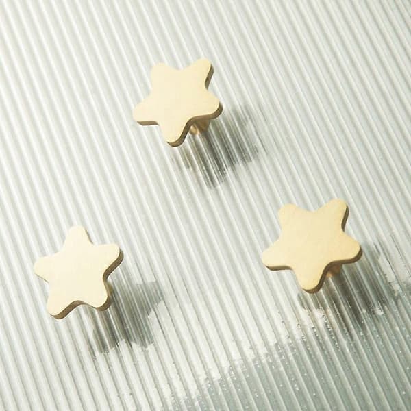 Brass Five-Pointed Star Drawer Cabinet Door Handle 4pcs