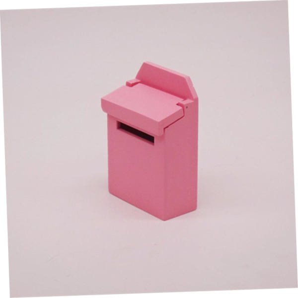 1 st 1/12 möbelprydnad för barn trä mini tillbehör miniatyrdockhus scen rekvisita minihus brevlåda prydnader modell rosa bambu trä