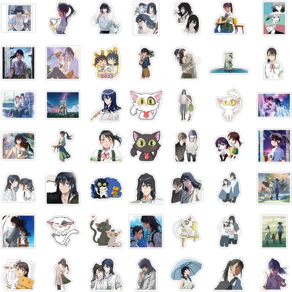 Anime Stickers50PCs, æstetiske søde tegnefilmsvinylklistermærker, klistermærker til hydrokolbe, bærbar computer, vandflaske, til børn, teenagere, voksne, kofangerbil