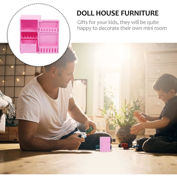 1:12 Scale Minijääkaappi, nukkekodin huonekalut Miniatyyri nukkekodin keittiöön (vaaleanpunainen)