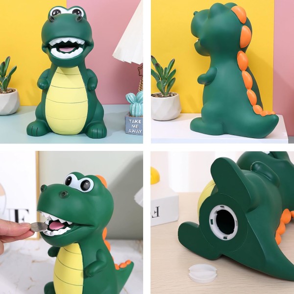 Dinosaur Piggy Bank, Sød Børne Piggy Bank til Drenge Piger, Uknuselig Plastik Penge Mønt Bank, Fantastiske Gaver til Fødselsdag, Jul, Baby Shower, A