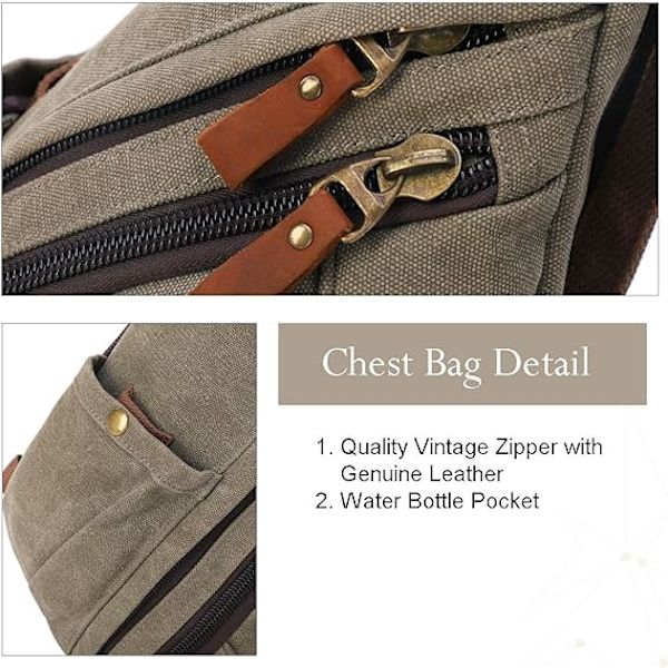 Canvas Sling Bag - Liten Crossbody Ryggsäck Axelväska Casual Dagryggsäck för Män Kvinnor