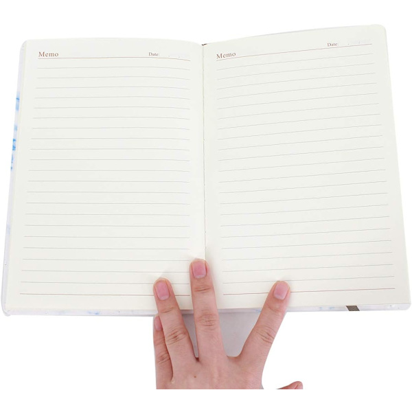 Vit marmor hård pärm anteckningsbok Colleged Ruled Notebook Magnetisk snäppjournal Ljusblå