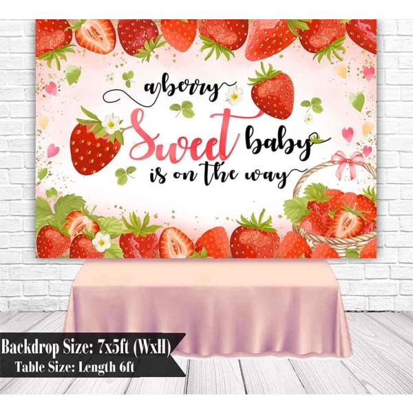 Jordbær Baby Shower Bakgrunn for Jente En Berry Sweet Party Dekorasjoner Rød Jordbær Frukt Baby Shower Bakgrunn Banner 7x5ft