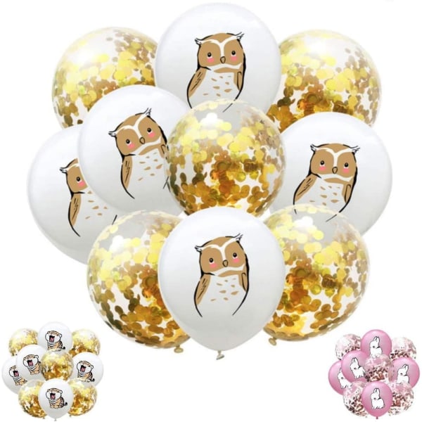 Owl Balloons Confetti Set - Pöllöjuhlakoristeet, Pöllöjen syntymäpäiväkoristeet Kulta, Pöllöjen koristelutarvikkeet, Syntymäpäiväjuhlakoristeet, Eläinten ilmapallot