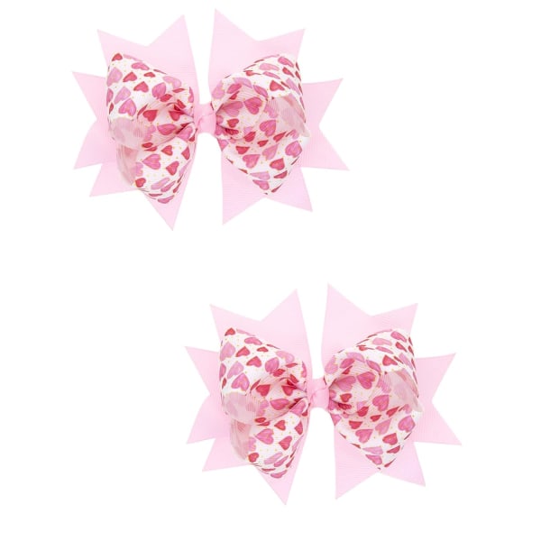 2 st Rosett hårklämmor Band Rosett hårnålar Boutique hårtillbehör för barn flickor (rosa hjärta)