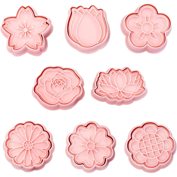 8 stk. 3D-kageform i form af plastikblomster påske-kageform