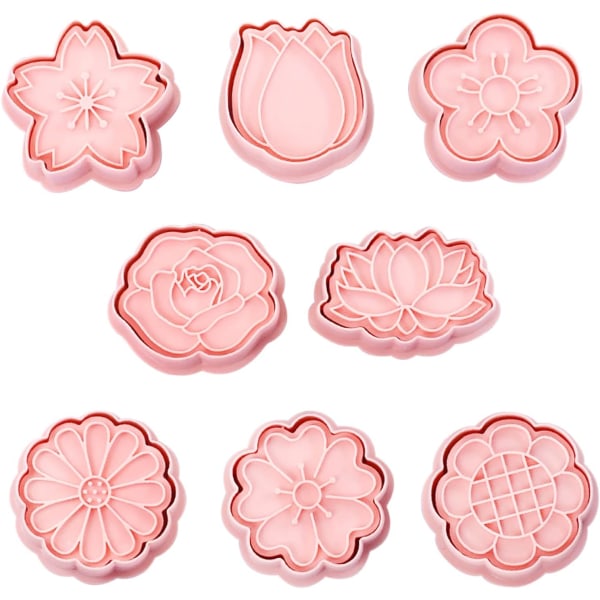 8 stk 3D kakeform kjeksform kakeform i form av plastblomster påskekakeform