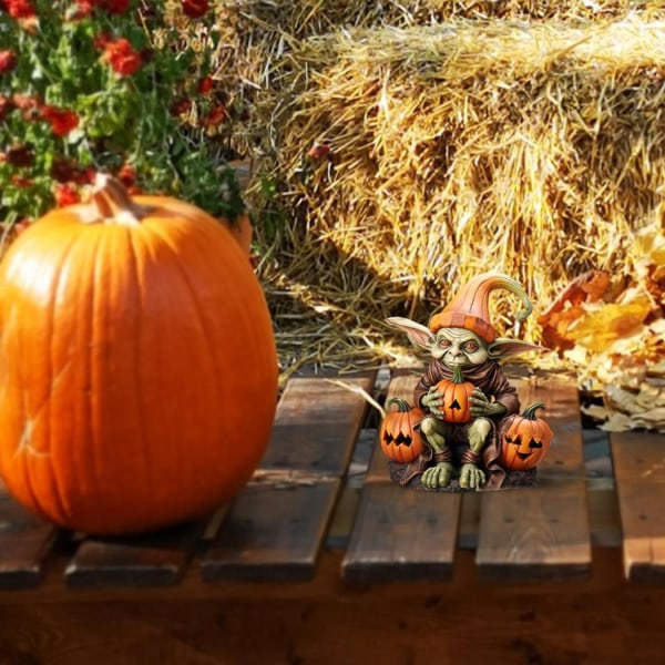 Pumpkin Alien patsas | Creative Alien Pumpkin Halloween -patsas – käsinmaalattu hartsikurpitsa-koriste ulkokäyttöön, puutarhaan, kuistille, kotiin