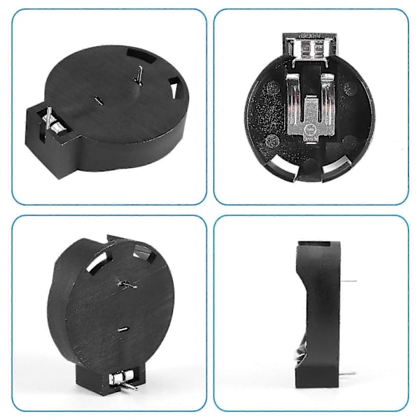 2 pcs Cr2450 Button Cell Battery Socket Holder Case 2 Pin Black