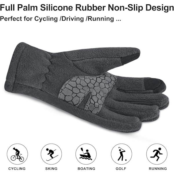 Barn Termiska Handskar Vinter Polar Fleece Pekskärm Handskar för Pojkar Flickor Anti-Slip Varma Barn Handskar Utomhus Isolerade, Grå, M