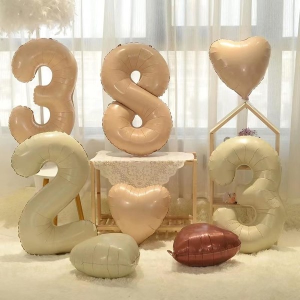 10Pcs Beige Foil Heart Shaped Balloons 18 Inch Retro Apricot Heart Balloons For Baby Shower Wedding Valentine Decorations Love Balloons