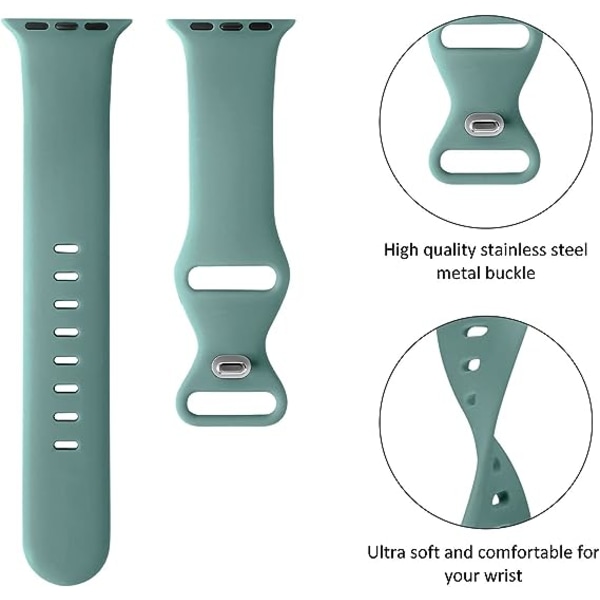 Bånd, der er kompatible med Apple Watch 38 mm 40 mm 41 mm, erstatningsarmbånd i blød silikone sportstilbehør til kvinder mænd（kaktus）