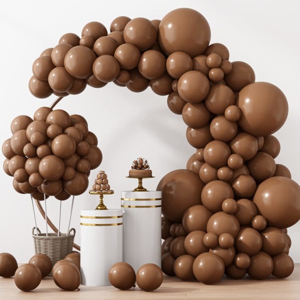 129 st bruna ballonger olika storlekar 18 12 10 5 tum för Garland Arch, premium bruna latexballonger