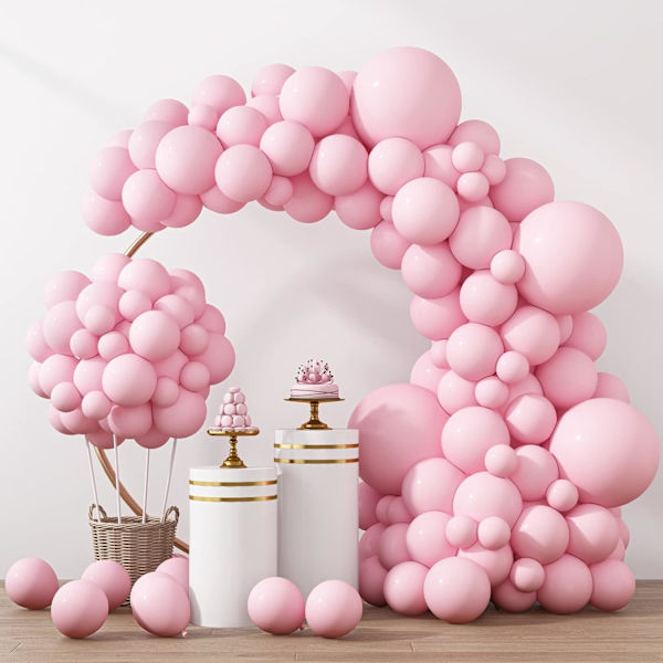 129 st pastellrosa ballonger i olika storlekar 18 12 10 5 tum för girlangbåge, ljusrosa ballonger