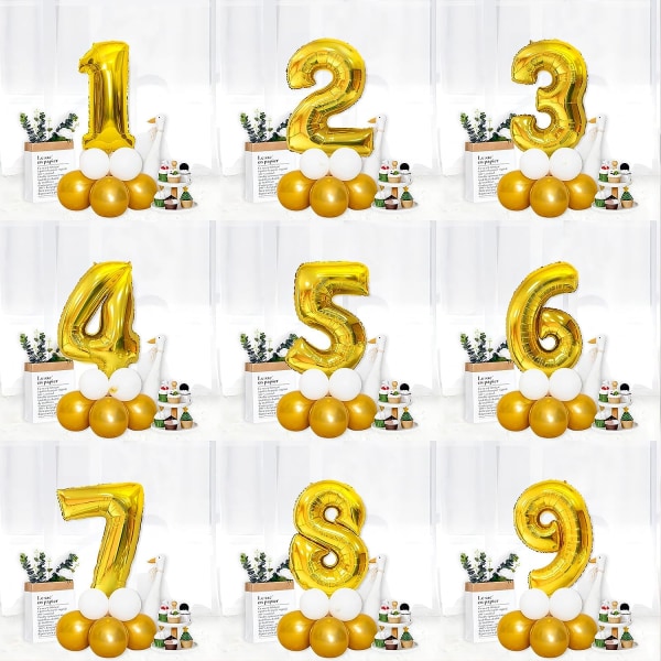 40 tums guld helium mylar folie nummer ballonger, nummer 9 ballong för födelsedagsdekorationer för barn, tillbehör till jubileumsfestdekorationer