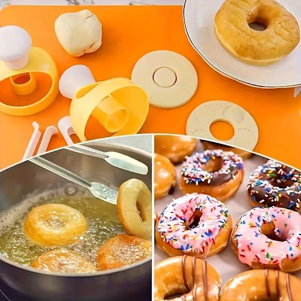2 st Non-Stick Donut Maker Set - Plastskärare & Doppingtång, Enkla DIY Bakverktyg för Hemmaköket, Donutform, Doughnut Bakverktyg