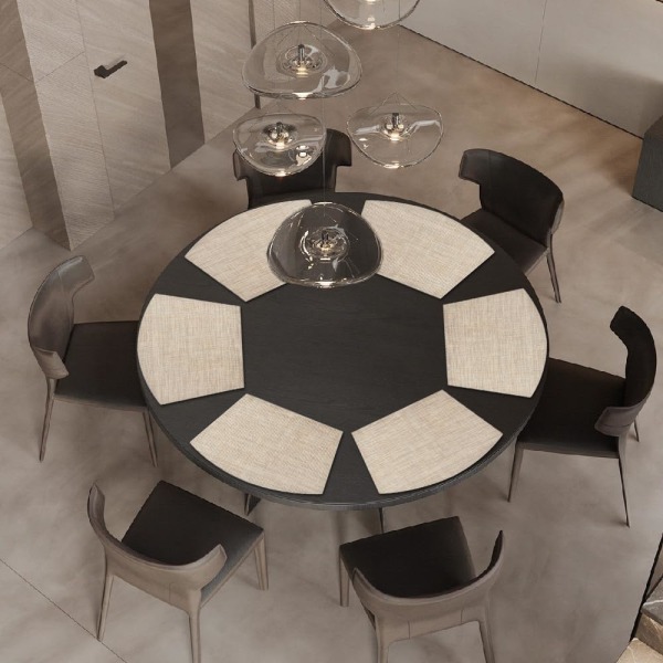 Set med 4 PVC-underlägg Tvättbara vinylunderlägg för runda bord, beige