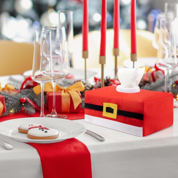 2 st julpapperslådeöverdrag rektangulär tomtebältespappershållare pappershanddukshållare bilpapperslåda för bil, vardagsrum, kök