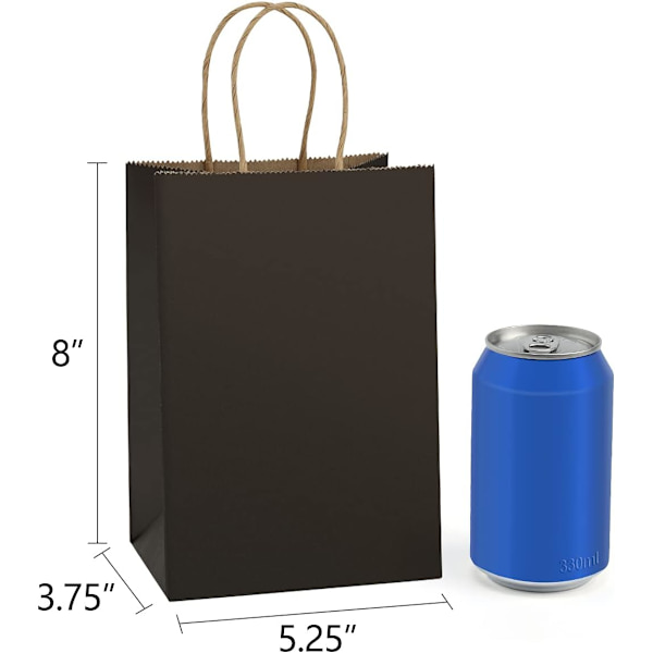 Gaveposer Kraft Papirsposer 10stk 5,25x3,75x8 Tommer Små Indkøbsposer Kraftposer Festposer Sorte Papirsposer med Håndtag Bulk