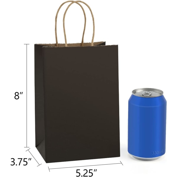 Gaveposer Kraftpapirposer 10 stk 5,25x3,75x8 tommer Små handleposer Kraftposer Festposer Sorte papirposer med håndtak Bulk
