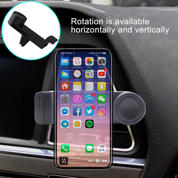 Universal biltelefonholder, 360 graders rotation, justerbar højde, sort