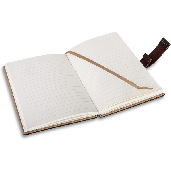 Dagbok med lås A5 PU inbunden läderjournalanteckningsböcker，för att skriva på jobbet, skolmaterial Komposition Anteckningsböcker Planner (brun)