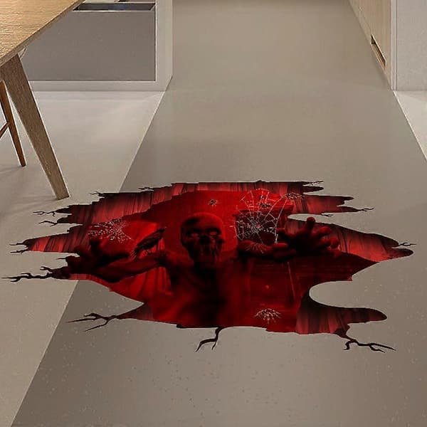 3D Halloween Floor Wall Decals Removable, Halloween Wall Stickers Witch Ghost Skeleton Halloween Decorations, Halloween Window Decorations Decals