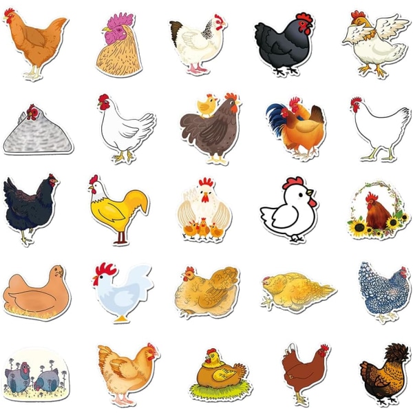 Popular Hens Stickers,Waterproof Vinyl Stickers for Laptop Tablet Phone Flasks Water Bottle Bike Luggage Cup, Funny Chicken Decals Pack[50Pcs]