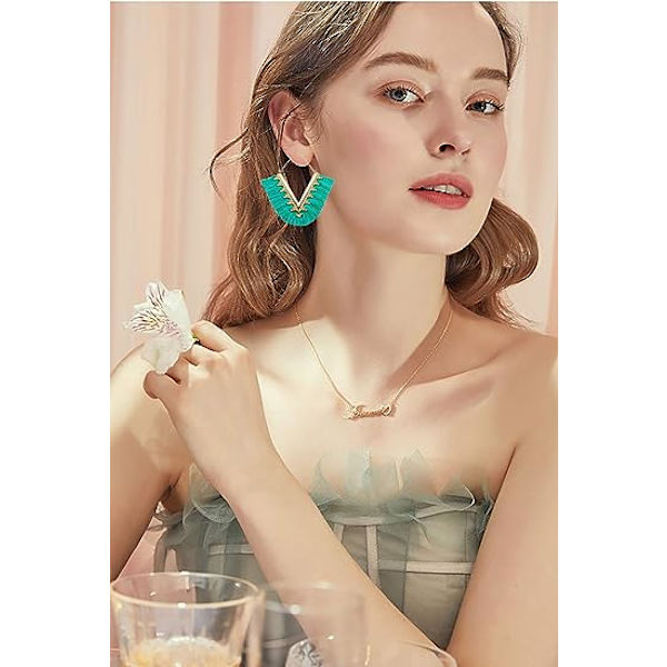 Statement Tassel Örhängen, Delikat Bohemian V Shap Tassel Hoop Örhänge Elegant Fringe Drop Dangle Örhängen för Kvinnor Flickor