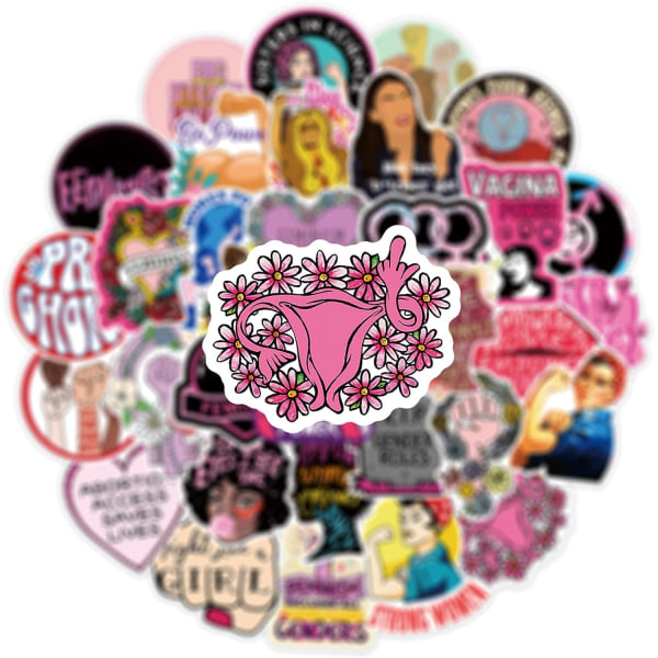 Feministiska klistermärken 50st Kvinnors Libbers Lika rättigheter Power Stickers Liberal vattenflaska Vattentät Vinyl Laptop Bagage Skateboard Datorklistermärken