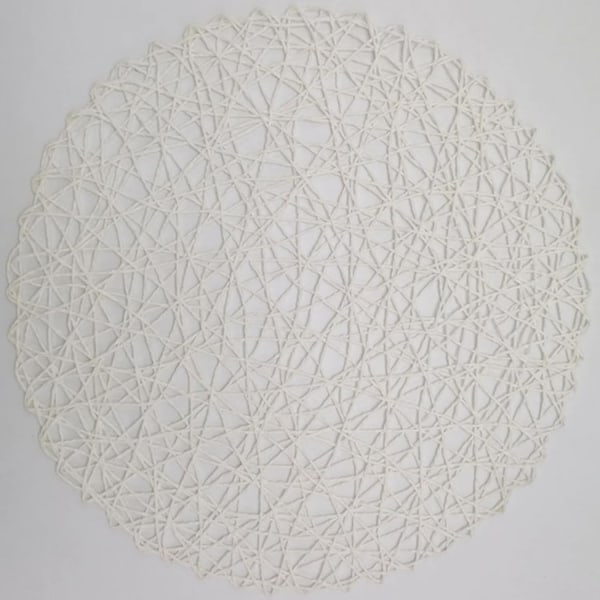 Set 6 pyöreää mattoa, ohut paperiköysipaperipöytämatot ravintolaan, päiväkodin pöydän koristelu (valkoinen)