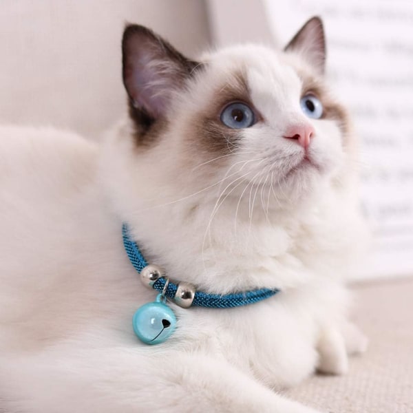 Cat Collar with Bell, Nylon Safety Cat Collars Cat Collars Pet Cat Detachable Cat Collar(Blue)