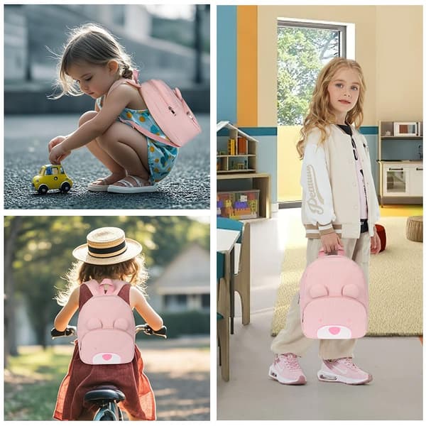 Adorable Backpack for School or Preschool - Small Pink Bear pink
