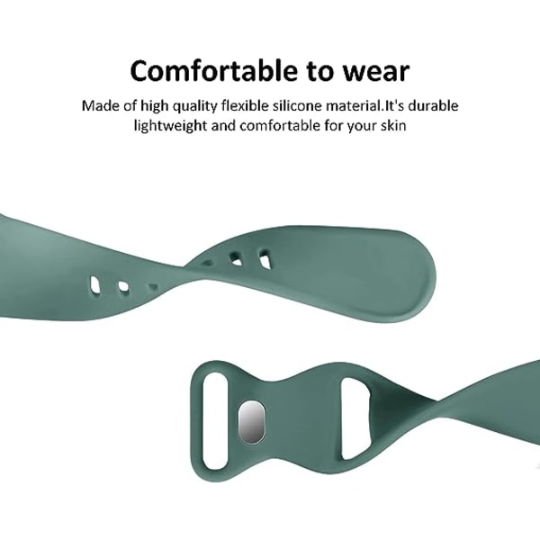 Bånd, der er kompatible med Apple Watch 38 mm 40 mm 41 mm, udskiftningsbløde silikone sportstilbehørsarmbånd til kvinder mænd（fyrgrøn）