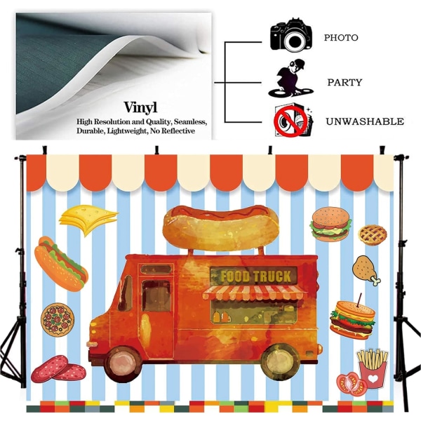 Food Truck Fotografi Bakgrund Pizza Shop Tema Foto Bakgrund Hot Dog Pizza Hamburger Kaffe Lastbil Butik Bakgrund Baby Shower Födelsedag 7x5ft