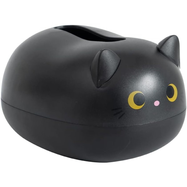 Søt katt vevsboksdispenser oppbevaringsvevsholder med tannpirkeboks (svart)