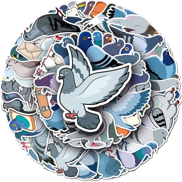 Dejlige Pigeon Vandtætte Stickers Vinyl Stickers til Bagage Laptop Vandflasker Cykel Cup Telefon Scrapbog, Tegneserie Fugle Decals Pack (Pigeon-50 stk)